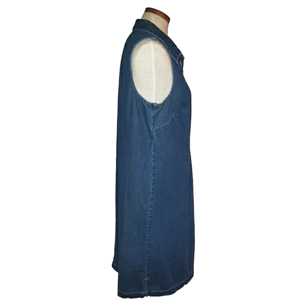 JG Hook Vintage Sleeveless Collared Red Bandana Neck Denim Sheath Jean Dress 16 - Picture 4 of 16